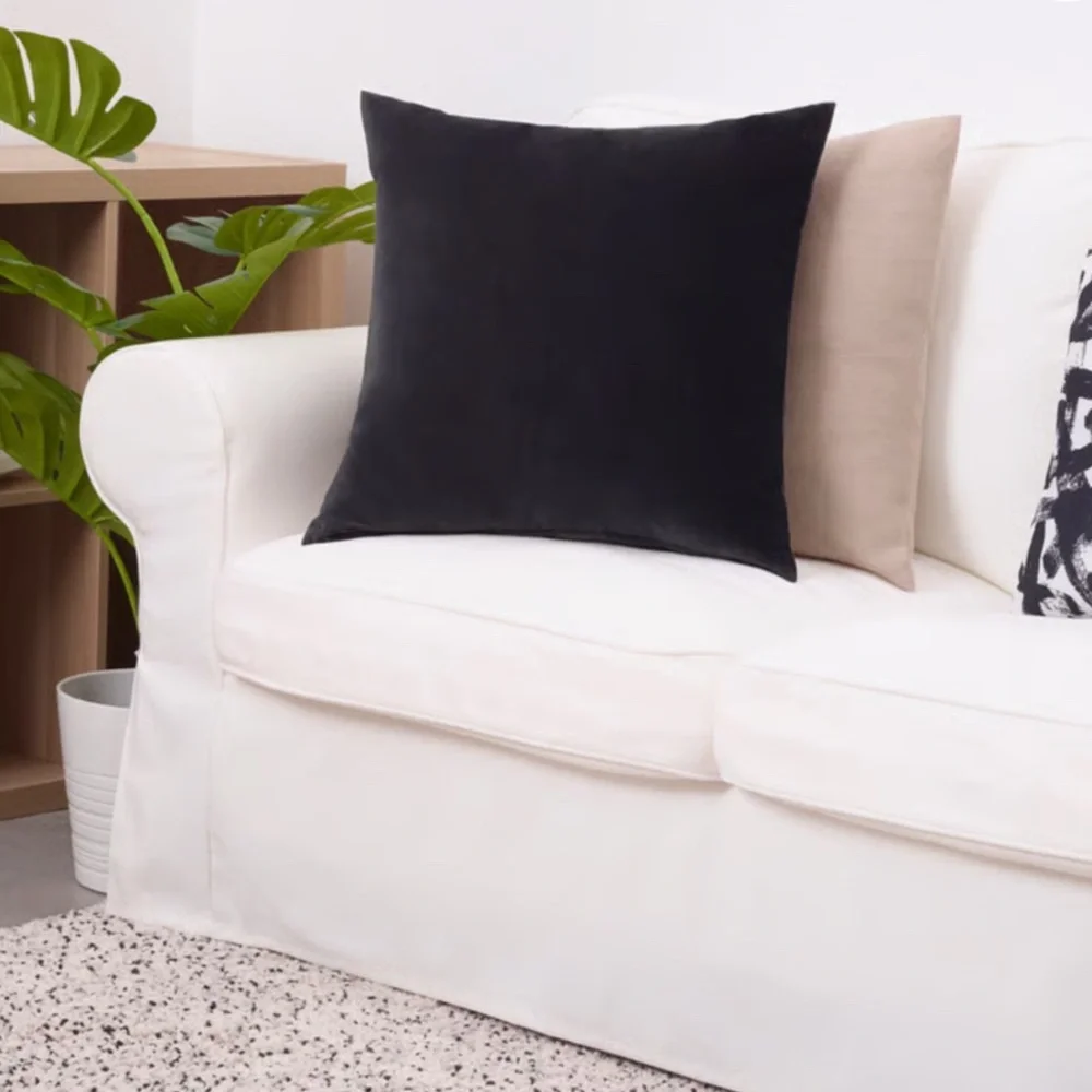 Set/2 of Black Velvet Pillow Covers